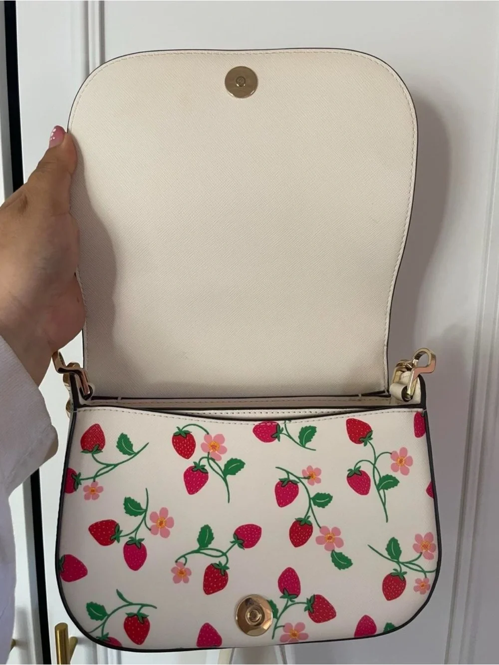 kate spade Cream Strawberry Print Crossbody Bag